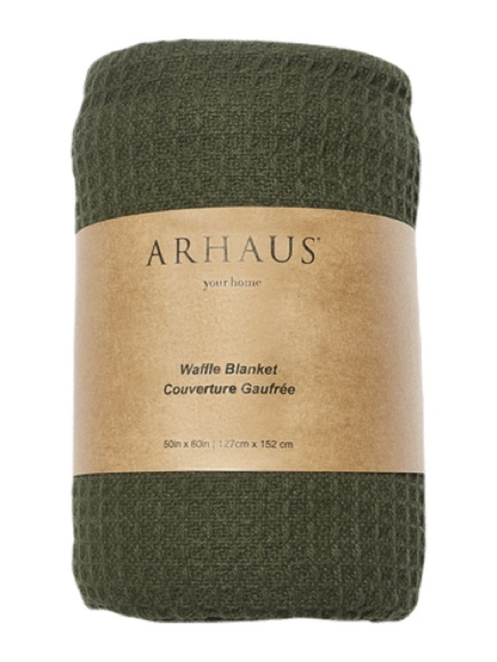 Arhaus Waffle Blanket 50x60 Deep Green Textured Throw